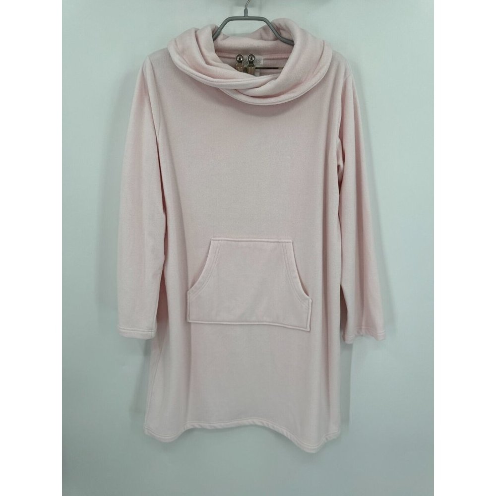 Softies Cowl Snuggle Lounger Sleep Dress sz S/M Blush Pink Kangaroo Pocket NWT